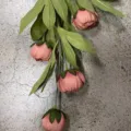 Rami di peonia in seta artificiale vintage a 4 teste per decorazione domestica e matrimonio. - Rosso rosa