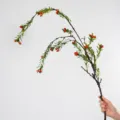 Artificial firethorn berry single branch fake fruit stem for home vase decor 96cm - Long Stem / Orange
