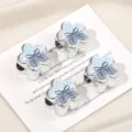 Acrylic vintage plaid polka dot 3D five-petal flower loose beads for DIY handmade bracelets - 1 Piece Pack / Light Blue