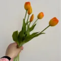 Bouquet di tulipani artificiali 5 steli fiori in silicone morbido decorazione tavola - Tramonto