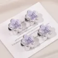 Acrylic vintage plaid polka dot 3D five petal flower loose beads for DIY handmade bracelets. - 1 Piece / Purple
