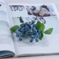 Artificial blue berry branch fake berries faux green leaves home wedding decor flower - Blueberry