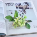 Artificial berry branch simulation green plants home wedding decorative fake flower branch. - White and Pink