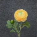 Variante di ranuncolo artificiale giallo, stelo di fiore di seta a 2 teste per decoro casa. - Giallo-Verde