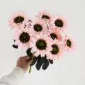 Bouquet di girasoli artificiali rosa 9 teste fiori finti per matrimonio decoro 43cm - Rosa