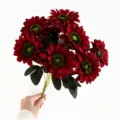 Artificial dark red sunflower bouquet fake flowers home decor wedding photography prop - Bright Red