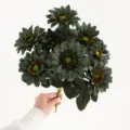 Artificial Sunflower Bouquet Dark Green 43cm Fake Flowers for Home Wedding Decor SKU - Dark Green