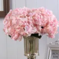 Bouquet di ortensie artificiali rosa in vaso di vetro per decorazione di nozze e casa. - Rosa Dorato