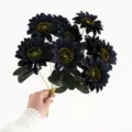 Artificial dark blue sunflower bouquet home decor fake flower 9-head floral arrangement for wedding - Dark Blue