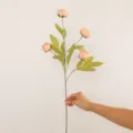 4-Head Artificial Peony Silk Flower Retro Fake Ranunculus for Home Wedding Decoration - Light Peach