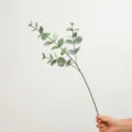 Ramo di eucalipto artificiale gambo singolo 3 forcelle pianta finta decorazione casa. - verde-grigio