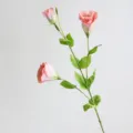 Artificial lisianthus flower branch in orange, single stem faux floral for home decor. - Orange