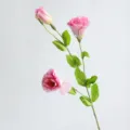 Pink artificial lisianthus flower branch, realistic touch single stem fake floral decor. - Pink