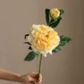 Pivoine Jaune Artificielle Tige Unique Fausse Fleur Vintage Décoration Maison Bouquet - Jaune