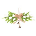 Artificial White Tulip Wreath Door Hanging Decoration with Burlap Bow & Metal Bells - White