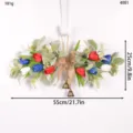 Artificial Tulip Wreath Door Hanging with Bells Red White Blue Flowers Farmhouse Wall Decor - Red White Blue