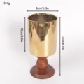 Retro oro ceramica tazza alto piede base legno portacandela vaso per piante grasse - Oro Grande Bottiglia