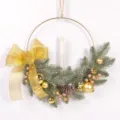 Christmas decorative candlestick wreath iron ring home festival hanging wall decor - Gold + Candle