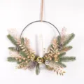 Festive Christmas wreath with candle holder for holiday home door and wall decoration. - 86484(Without Light) / Gold