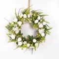 Nordic artificial rose flower wreath for door hanging home decor white floral wall 50cm - Large White
