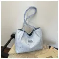 Borsa tote grande capacità stile coreano donna nuova moda borsa a spalla con motivo stella - Blu Senza Ciondolo