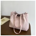 Pink star print tote bag large capacity shoulder bag casual commuting daily handbag - Pink Without Pendant