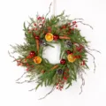 Detailed view of vintage Christmas wreath with pine needles, dried oranges and pine cones. - Standard (86115)