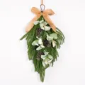 Christmas teardrop swag artificial pine needle hanging decor with pinecones for home stairs. - Lamb's Ear Style