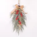 Christmas teardrop swag artificial pine branches red berries wall hanging holiday decor - Red 87386