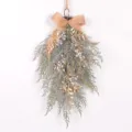 Christmas teardrop swag artificial pine branch wall hanging for holiday home decoration - Silver 87387