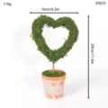 Heart-shaped moss topiary potted plant with vintage distressed pot for wedding desktop decor. - L / Green