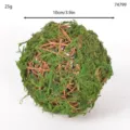Detail view of natural moss rattan decorative ball, handmade floral landscaping piece. - L / Green