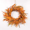 Autumn artificial wreath detail, 55cm diameter harvest decor, rustic door hanging display. - 71911
