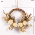 Autumn artificial flower wreath for home door wall hanging retro fake floral decoration. - White