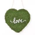 Heart shaped preserved moss hanging door sign with white love lettering for home wedding decor - Heart Moss Hanging with LOVE Letter