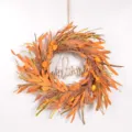 Autumn artificial plant wreath for front door decor, rustic harvest thanksgiving hanging floral sign. - With Letters / 71911