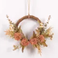 Autumn artificial flower wreath for front door hanging vintage floral wall decor home office. - Coffee