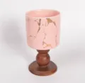 Retro Rosa Ceramica Portacandele Con Piedistallo Marmo Oro Vaso Per Piante Succulente - Vena Dorata Rosa Medio