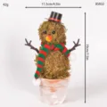 Handmade moss snowman potted plant detail, Christmas tabletop decor with cute scarf and mini pot. - Small (85832)