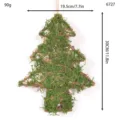 Detailed view of the preserved moss Christmas tree hanging, natural twig wall decor piece. - L
