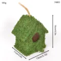 Hanging moss birdhouse wooden bird nest forest style garden tree hanging ornament craft - Green 74803