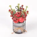 Weihnachts-Tisch-Topfdekoration galvanisierter Eimer künstliche Tannenzweige rote Beeren - Rot