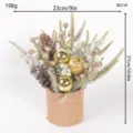 Mini Christmas tree potted plant with pinecones berries and burlap pot desktop decor 27cm - Gold