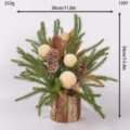 Weihnachtsbaum Tischdekoration Tannennadeln Zapfen Rindentopf Pflanze 30cm - Tannenzapfen + Beiger Ball