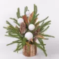 Weihnachten Dekoration Topfpflanze künstliche Kiefernnadel Tannenzapfen Tisch Ornament - Tannenzapfen + Weißer Ball