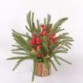 Künstliche Norfolk Tanne Tannennadel Weihnachtsbaum Beeren Topfpflanze Tischdeko - Rote Beeren 1398
