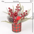 Christmas desktop decorative potted plant with artificial pine branches and red berries. - Style 86317
