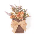 Artificial flower wall hanging plastic rattan basket bouquet for home door decoration - 86012