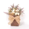 Artificial flower wall hanging wicker basket bouquet home decor wedding floral arrangement - Color 86010