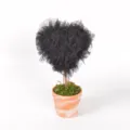 Black tulle heart tree potted plant, romantic Valentine wedding home desktop decor gift - Black